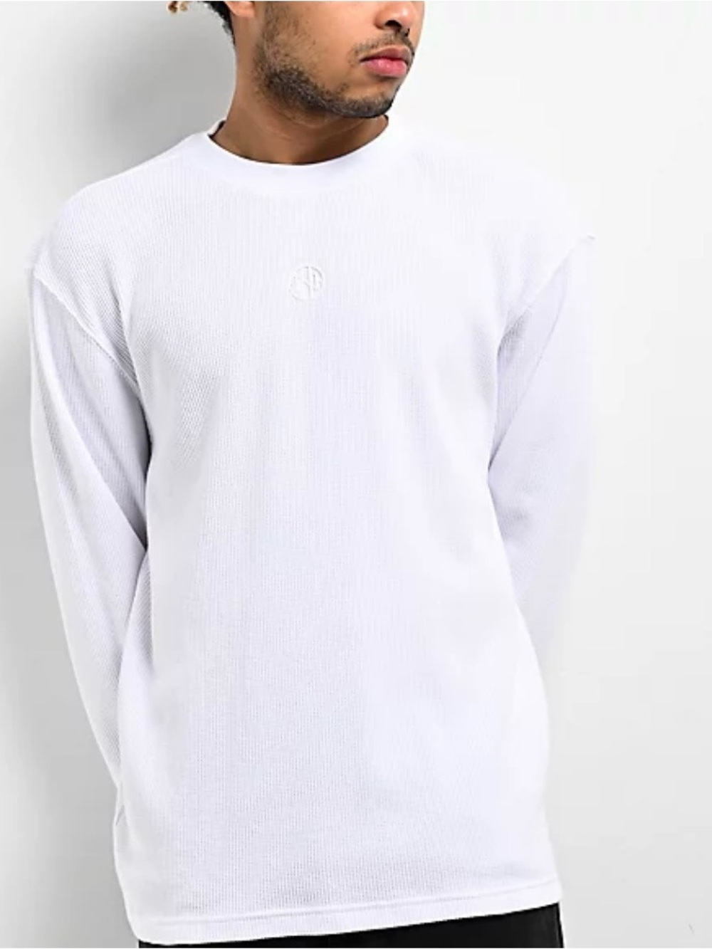 Ninth Hall Fundamentals White Boxy Thermal Long Sleeve T-Shirt